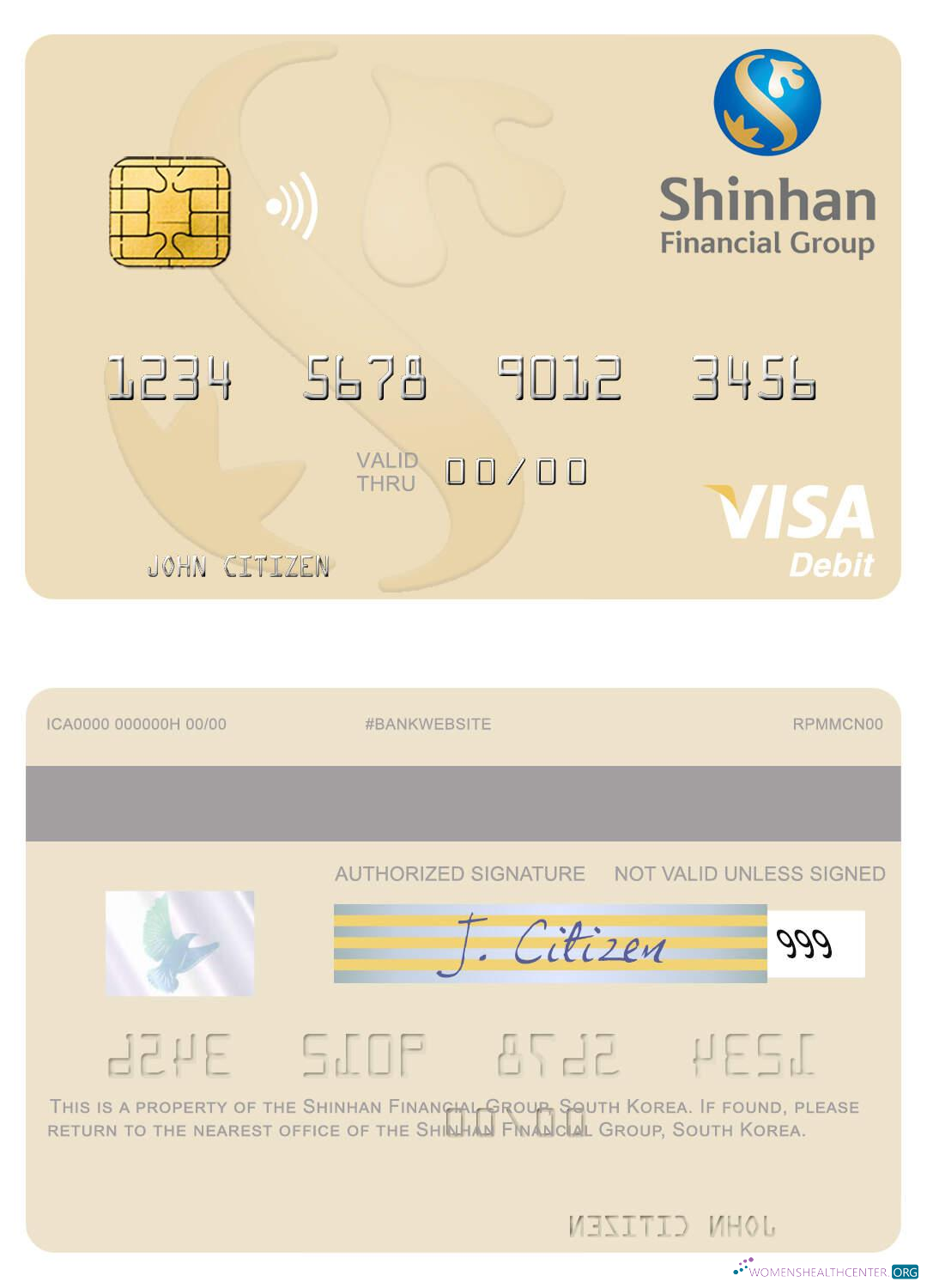 Download South Korea Shinhan Financial Group visa debit card Photoshop template